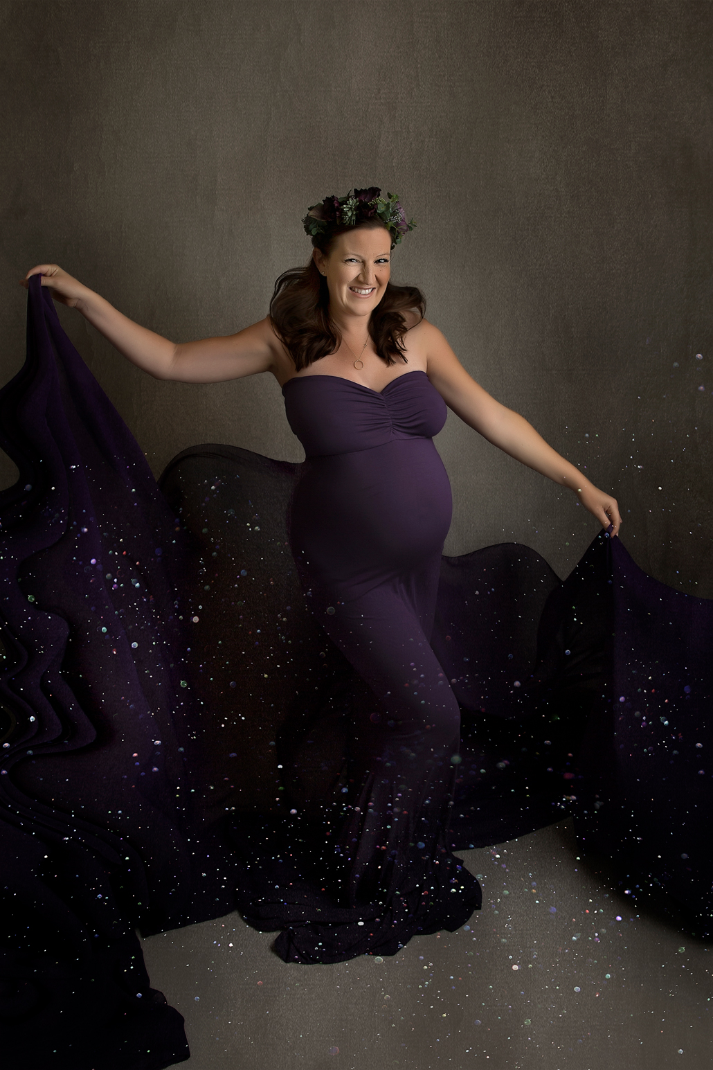 maternity photographer ipswich purple flowing gown